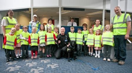 Pupils from Braddan School made friends with Police dogs Cindy and puppy Angus on a recent visit to see how things operate behind the scenes at the Sea Terminal and Ferry Travel Shop