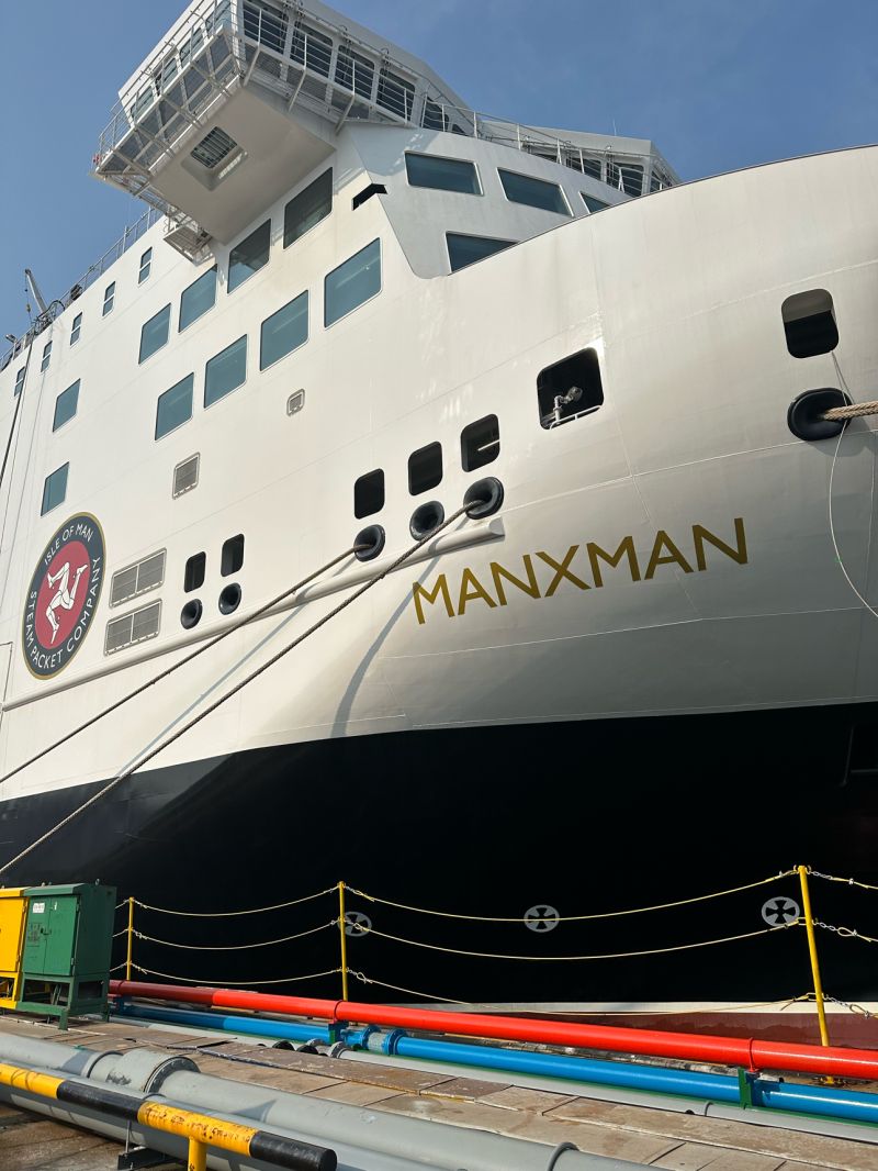 Close up of a ferry at harbour