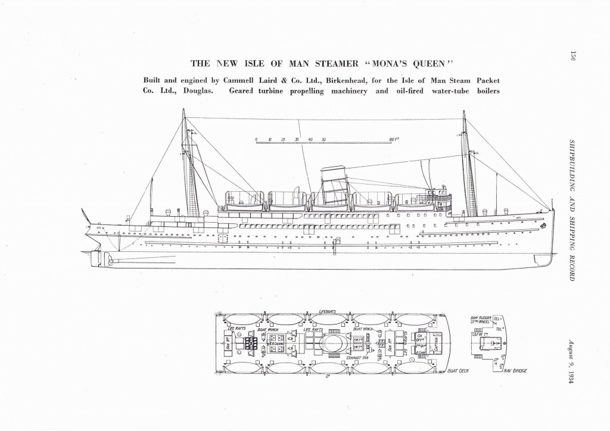 A 1934 line drawing of Steam Packet Company vessel Mona’s Queen